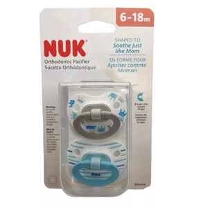 NUK 2 Pack Orthodontic Pacifiers BPA Free 6-18 Months - NEW - NIB - Crown Stripe